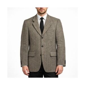 Banana Republic Mens 40R Herringbone Blazer Made in Italy Grey Black Sport Coat